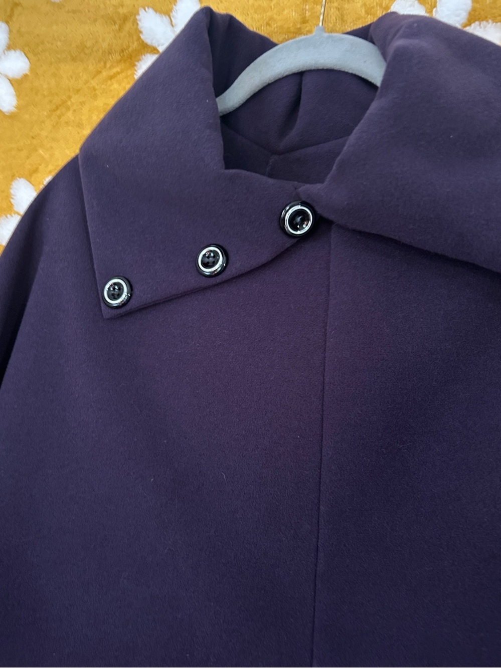 Cropped Dark Navy Cape Jacket Buttoned Collar Like New Condition Size Regular